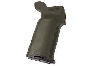 Magpul MOE K2 Plus OD Green pistol grip features a rubber overmolded texture